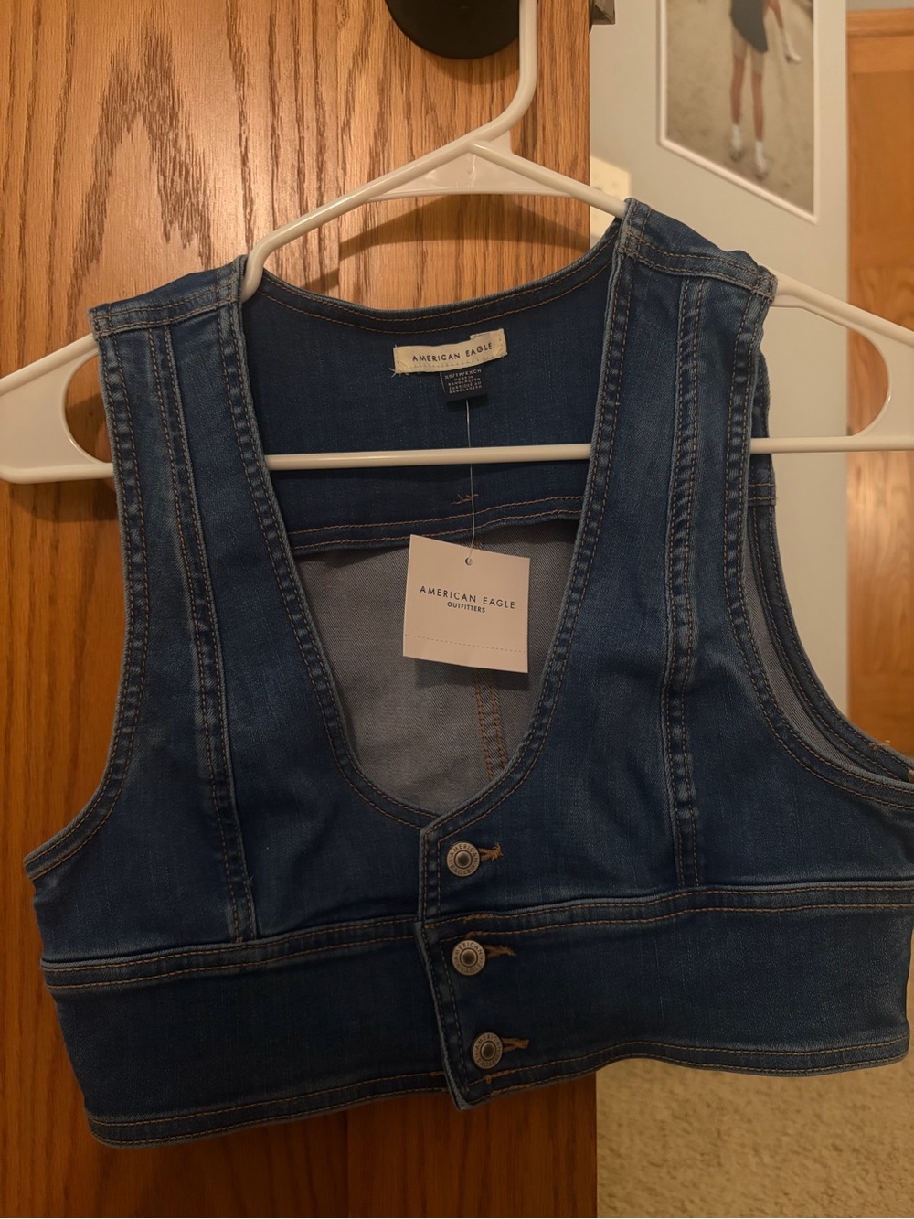American Eagle Denim Cropped Vest